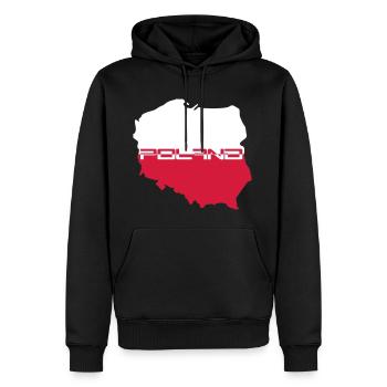 polen poland text cool karte WM text team crew tor - Männer Premium Bio Hoodie - Schwarz - Vorne - Nico (187cm)