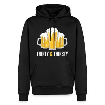 Dreißig & Durstig 30er 30. Geburtstag Geschenk - Männer Premium Bio Hoodie - Schwarz - Vorne - Nico (187cm)