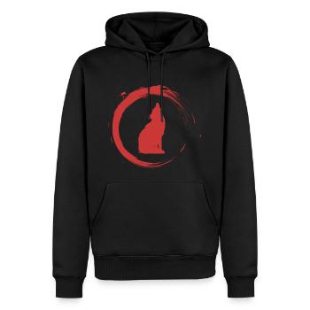 Wolf - Männer Premium Bio Hoodie - Schwarz - Vorne - Nico (187cm)
