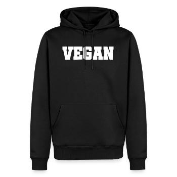 VEGAN - Veganerin - Veganer - Tierliebe - Männer Premium Bio Hoodie - Schwarz - Vorne - Nico (187cm)