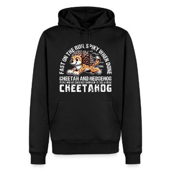 SCHNELL AUF DER FLUCHT, STACHELIG, WENN ES FERTIG IST - CHEETA HEDGEHOG - Männer Premium Bio Hoodie - Schwarz - Vorne - Nico (187cm)