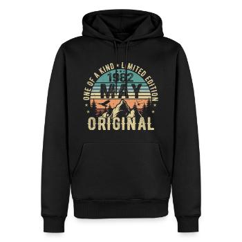 Légendes Mai 1982 Anniversaire Millésime Mai 1982 - Sweat à capuche Premium bio Homme - noir - Devant - Nico (187cm)