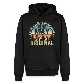 Légendes Mai 1956 Anniversaire Millésime Mai 1956 - Sweat à capuche Premium bio Homme - noir - Devant - Nico (187cm)
