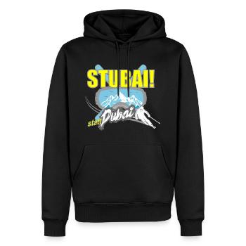 Stubai(tal) statt Dubai - Skifahren Berge Winter - Männer Premium Bio Hoodie - Schwarz - Vorne - Nico (187cm)