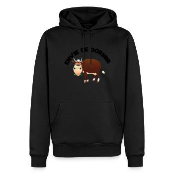 envie de dormir vache abondance - Sweat à capuche Premium bio Homme - noir - Devant - Nico (187cm)