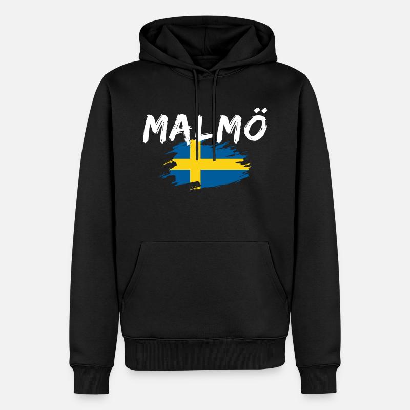 Malmö Drapeau Suède - Sweat à capuche Premium bio Homme - noir