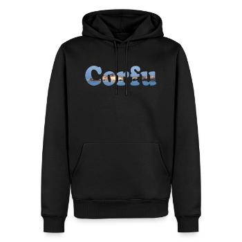 Corfu Korfu - Männer Premium Bio Hoodie - Schwarz - Vorne - Nico (187cm)