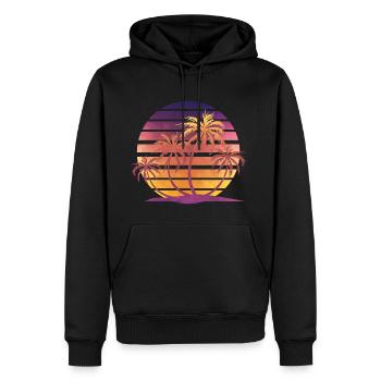 palmiers - Sweat à capuche Premium bio Homme - noir - Devant - Nico (187cm)