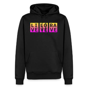 Live Love Rave Clothing EDM Music für Raver und DJ - Männer Premium Bio Hoodie - Schwarz - Vorne - Nico (187cm)