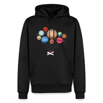 Astronaute dans l'univers avec des planètes. - Sweat à capuche Premium bio Homme - noir - Devant - Nico (187cm)