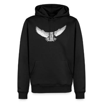 Hawk dessiné - Sweat à capuche Premium bio Homme - noir - Devant - Nico (187cm)