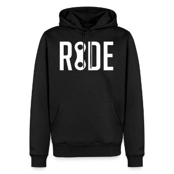 RIDE Fahrrad Kettenglied - Männer Premium Bio Hoodie - Schwarz - Vorne - Nico (187cm)
