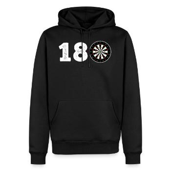 180 Dart - Männer Premium Bio Hoodie - Schwarz - Vorne - Nico (187cm)