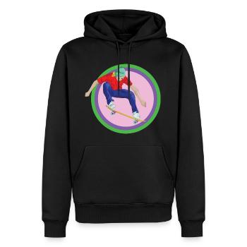 Skateboard Skater Halfpipe Stunt Backflip Board - Männer Premium Bio Hoodie - Schwarz - Vorne - Nico (187cm)