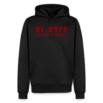 21,1 km - Halbmarathon - Premium Design - Männer Premium Bio Hoodie - Schwarz - Vorne - Nico (187cm)
