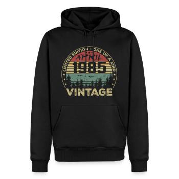 Cadeau Vintage Avril 1985 Anniversaire - Sweat à capuche Premium bio Homme - noir - Devant - Nico (187cm)