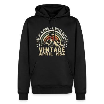 April 1954 Geburtstagsgeschenk - geboren im April 195 - Männer Premium Bio Hoodie - Schwarz - Vorne - Nico (187cm)