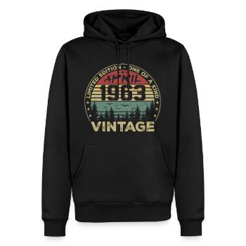 Cadeau Vintage Avril 1963 Anniversaire - Sweat à capuche Premium bio Homme - noir - Devant - Nico (187cm)
