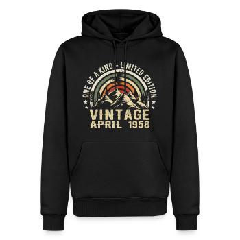 April 1958 Geburtstagsgeschenk - geboren im April 195 - Männer Premium Bio Hoodie - Schwarz - Vorne - Nico (187cm)