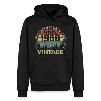 Cadeau Vintage Avril 1968 Anniversaire - Sweat à capuche Premium bio Homme - noir - Devant - Nico (187cm)