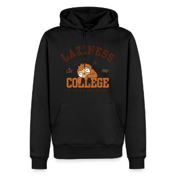 Laziness College - Men’s Premium Organic Hoodie - black - Front - Nico (187cm)