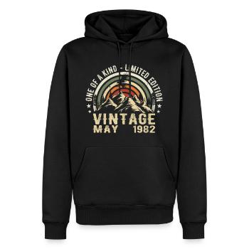 Nées en mai 1982 anniversaire mai 1982 - Sweat à capuche Premium bio Homme - noir - Devant - Nico (187cm)