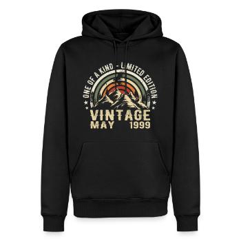 Nées en mai 1999 anniversaire mai 1999 - Sweat à capuche Premium bio Homme - noir - Devant - Nico (187cm)