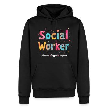 Advocate Support & Empower Social Worker Month - Men’s Premium Organic Hoodie - black - Front - Nico (187cm)