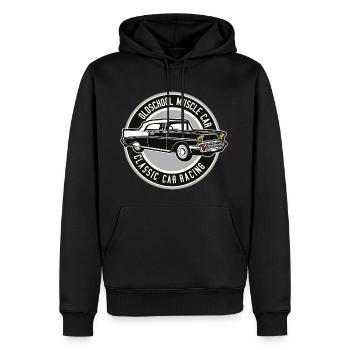 Muscle Car - Männer Premium Bio Hoodie - Schwarz - Vorne - Nico (187cm)