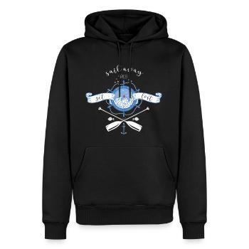 Sail Design - Voyage - Expédition - Voilier - Sweat à capuche Premium bio Homme - noir - Devant - Nico (187cm)
