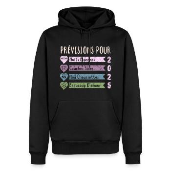Grossesse Prévisions Pour 2025 Future Maman cadeau - Sweat à capuche Premium bio Homme - noir - Devant - Nico (187cm)