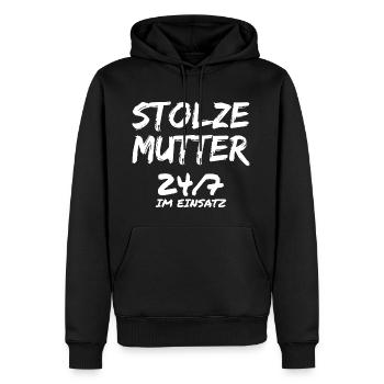 STOLZE MUTTER - Männer Premium Bio Hoodie - Schwarz - Vorne - Nico (187cm)