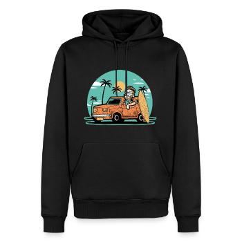 Surfeur hipster - Sweat à capuche Premium bio Homme - noir - Devant - Nico (187cm)