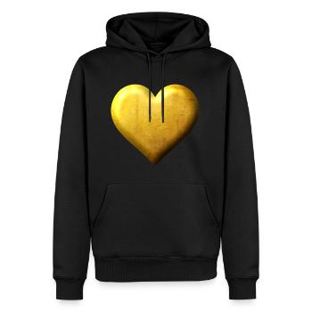 Goldenes Herz Edles Design gestanzt in Gold - Männer Premium Bio Hoodie - Schwarz - Vorne - Nico (187cm)