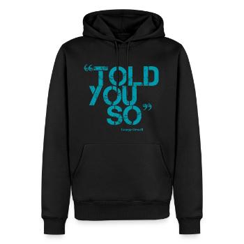 ORWELL (blau) - Männer Premium Bio Hoodie - Schwarz - Vorne - Nico (187cm)