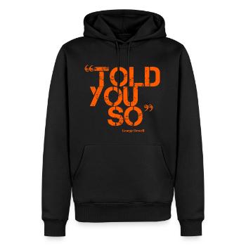 ORWELL (orange) - Männer Premium Bio Hoodie - Schwarz - Vorne - Nico (187cm)