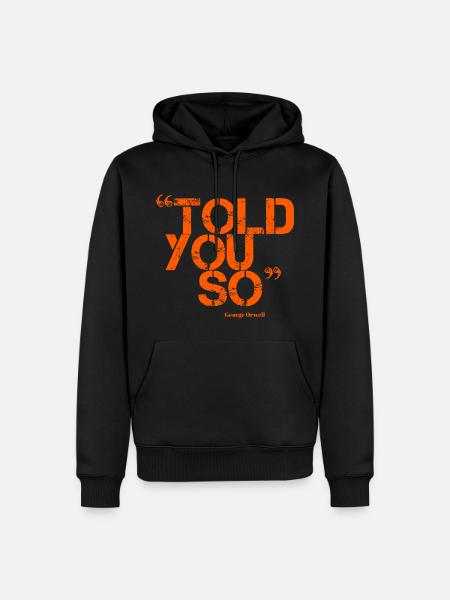 ORWELL (orange) - Männer Premium Bio Hoodie - Schwarz