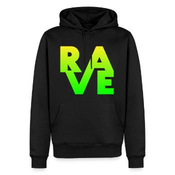 Rave Clothing EDM Music für Raver und DJ - Männer Premium Bio Hoodie - Schwarz - Vorne - Nico (187cm)