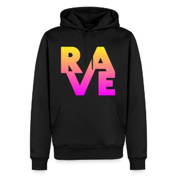Rave Clothing EDM Music für Raver und DJ - Männer Premium Bio Hoodie - Schwarz - Vorne - Nico (187cm)