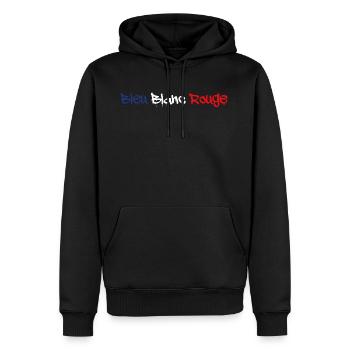 BLAU WEISS ROT TAGG - Männer Premium Bio Hoodie - Schwarz - Vorne - Nico (187cm)