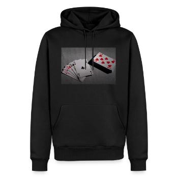Cards - Männer Premium Bio Hoodie - Schwarz - Vorne - Nico (187cm)