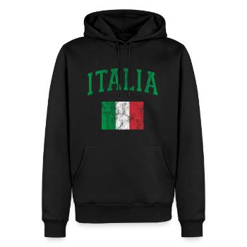 Italia Chemise Italie Drapeau Chemise Italien - Sweat à capuche Premium bio Homme - noir - Devant - Nico (187cm)