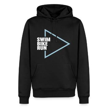 Swim Bike Run Triathlon - Men’s Premium Organic Hoodie - black - Front - Nico (187cm)