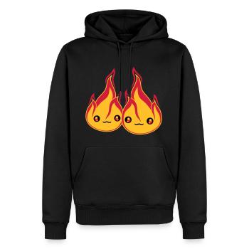2 freunde team paar liebe paerchen verliebt gesich - Männer Premium Bio Hoodie - Schwarz - Vorne - Nico (187cm)