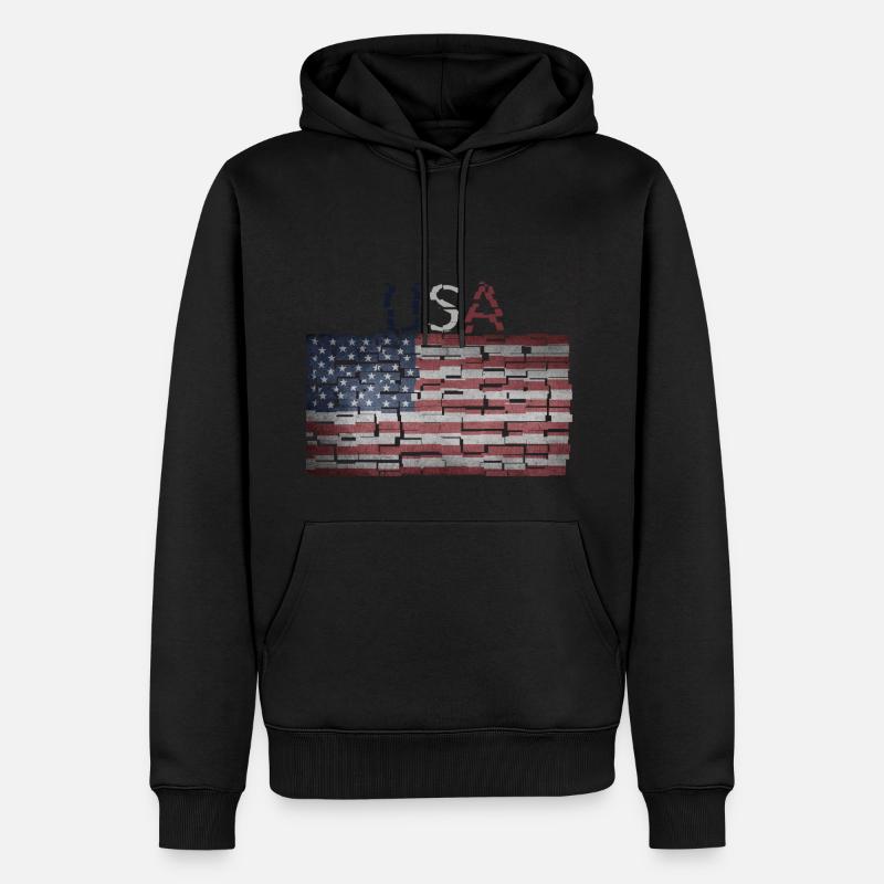 USA Drapeau - Idée de cadeau - Sweat à capuche Premium bio Homme - noir