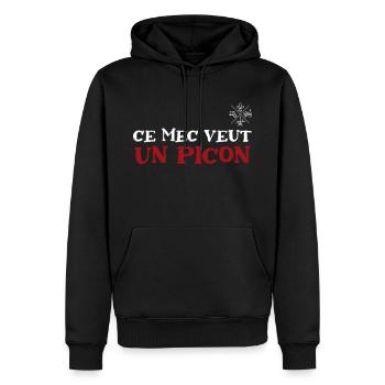 Ce mec veut un picon, amateur de bières - Sweat à capuche Premium bio Homme - noir - Devant - Nico (187cm)