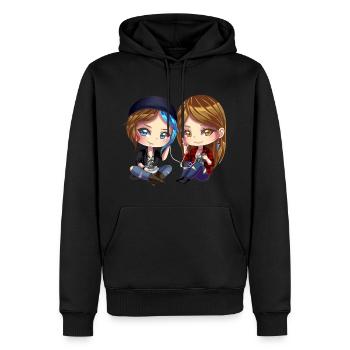 Chloe x Rachel - Männer Premium Bio Hoodie - Schwarz - Vorne - Nico (187cm)