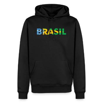 Brasilien Flaggendesign in Nationalfarben - Männer Premium Bio Hoodie - Schwarz - Vorne - Nico (187cm)