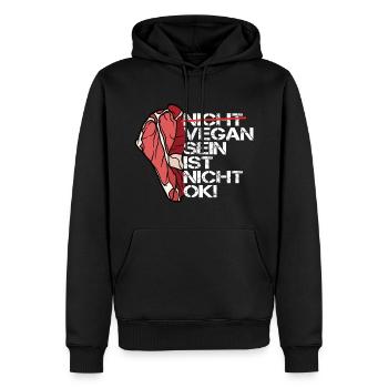 Vegan Sein Ist Nicht Ok! Anti Vegan - Männer Premium Bio Hoodie - Schwarz - Vorne - Nico (187cm)