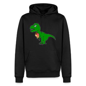 Dino mit Eiswaffel süßer Tyrannosaurus mit Eis - Männer Premium Bio Hoodie - Schwarz - Vorne - Nico (187cm)